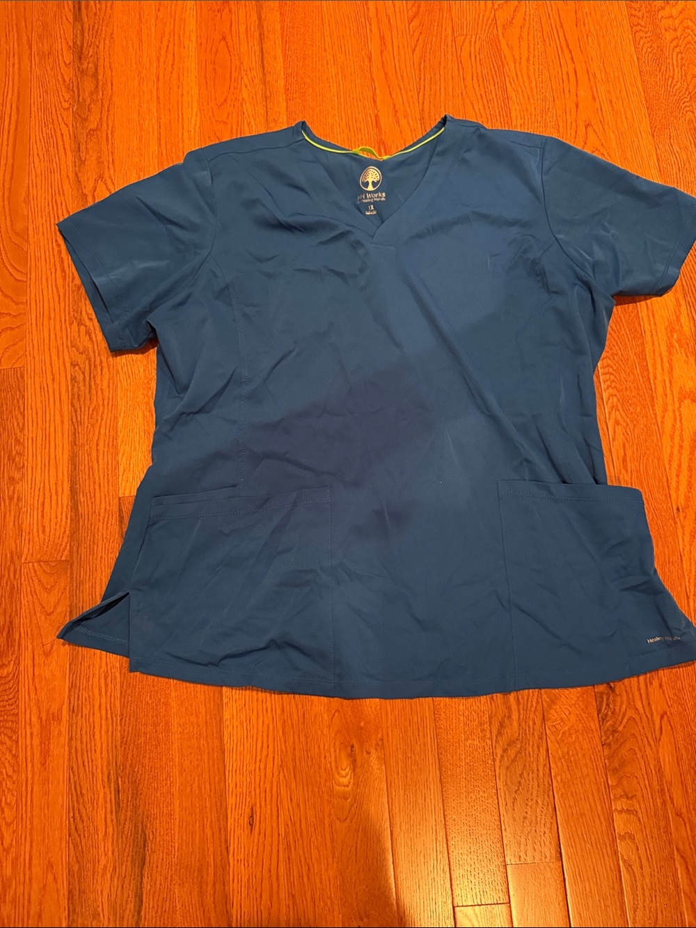 healing hands Navy Blue V-Neck Scrub Top